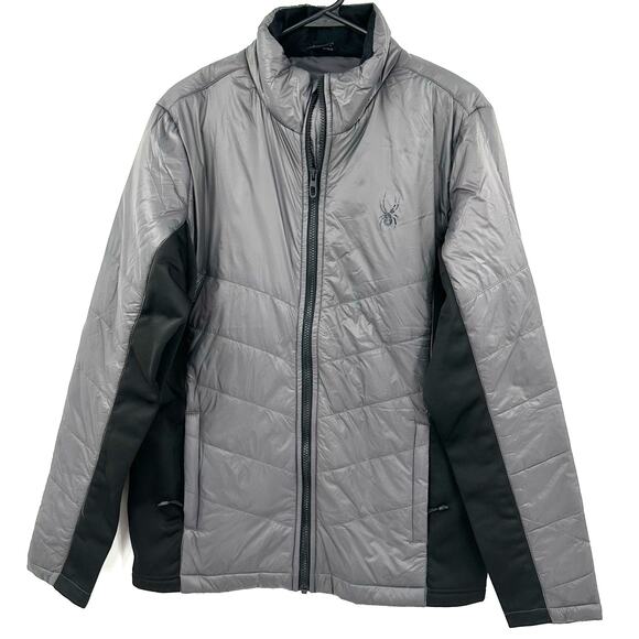 Spyder Size Small Coat Gray Full Zip Puffer Jacket Insulated Winter Snow NWT - Picture 1 of 5